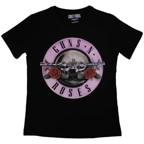 Guns N' Roses 】ロックTシャツ レディース バンドTシャツ レディース Guns N' Roses CLASSIC PINK LOGO  Ladies White ガンズ アンド ローゼス オフィシャル バンドTシャツ S/M/L/XL/XXL