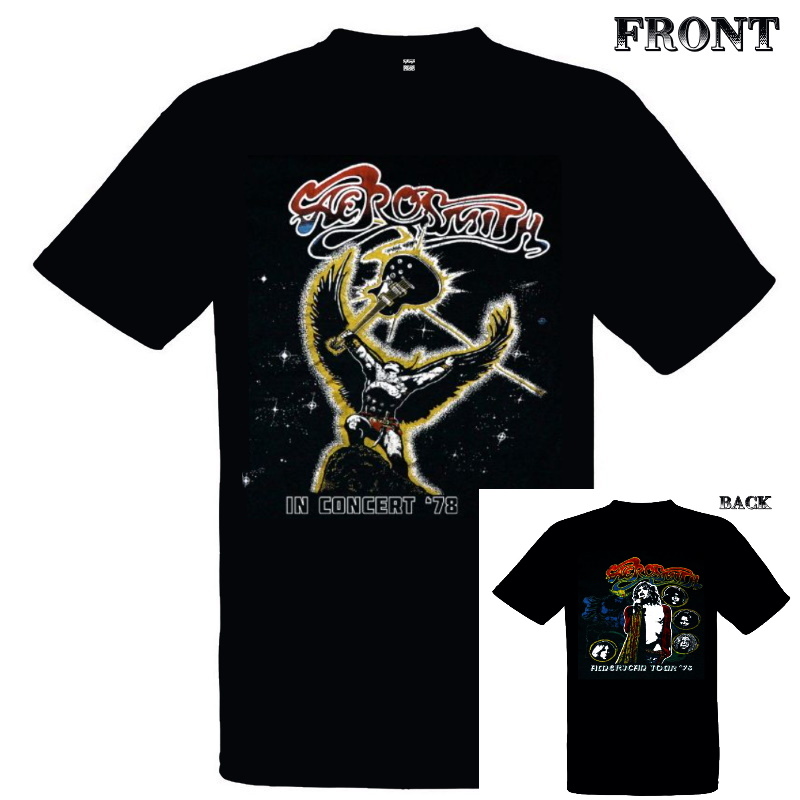 Aerosmith】ロックTシャツ メンズ バンドTシャツ メンズ AEROSMITH World Tour 1978 エアロスミス ツアー  バンドTシャツ S/M/L/XL/XXL |